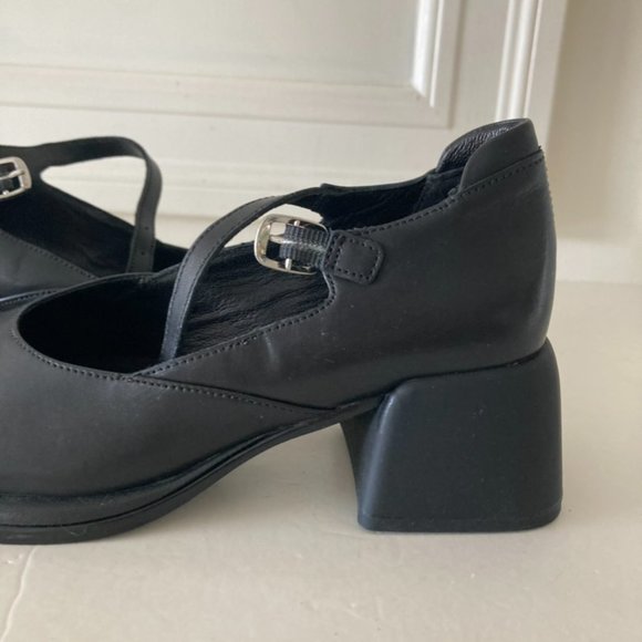 NWOT Vagabond Free People Ansie Mary Jane Black Leather Heels Sz 36 - Picture 3 of 8